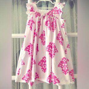 Kelly’s Kids Farah Dress white & pink ruffles sleeve dress size 6-7 years